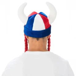 Vikingahjälm Blå/Röd/Vit med Flätor
