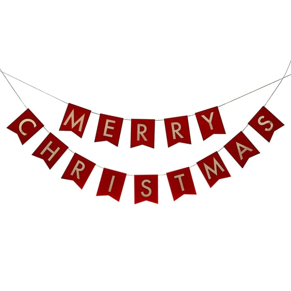 Vimpelgirlang Merry Christmas Röd