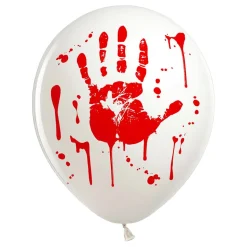 Vita Ballonger med Blodiga Handavtryck