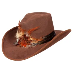 Western Cowboyhatt Brun med Fjädrar